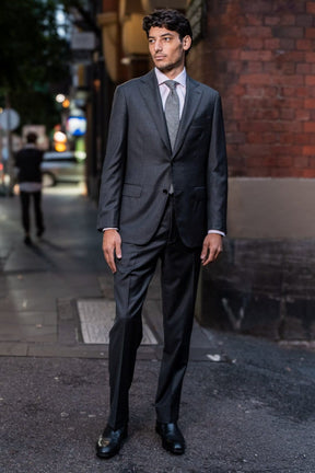 Greyson / Como Suit - Charcoal Houndstooth Wool