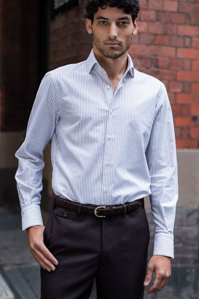 Pilot (BC) Shirt - Brown & White Stripe