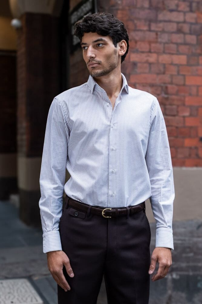 Pilot (BC) Shirt - Brown & White Stripe