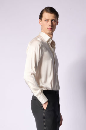 Ruben Silk Shirt - Off White Silk