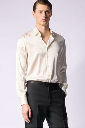 Ruben Silk Shirt - Off White Silk