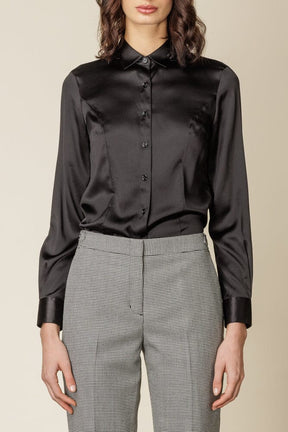 Victoria Classic Shirt - Black Silk Stretch