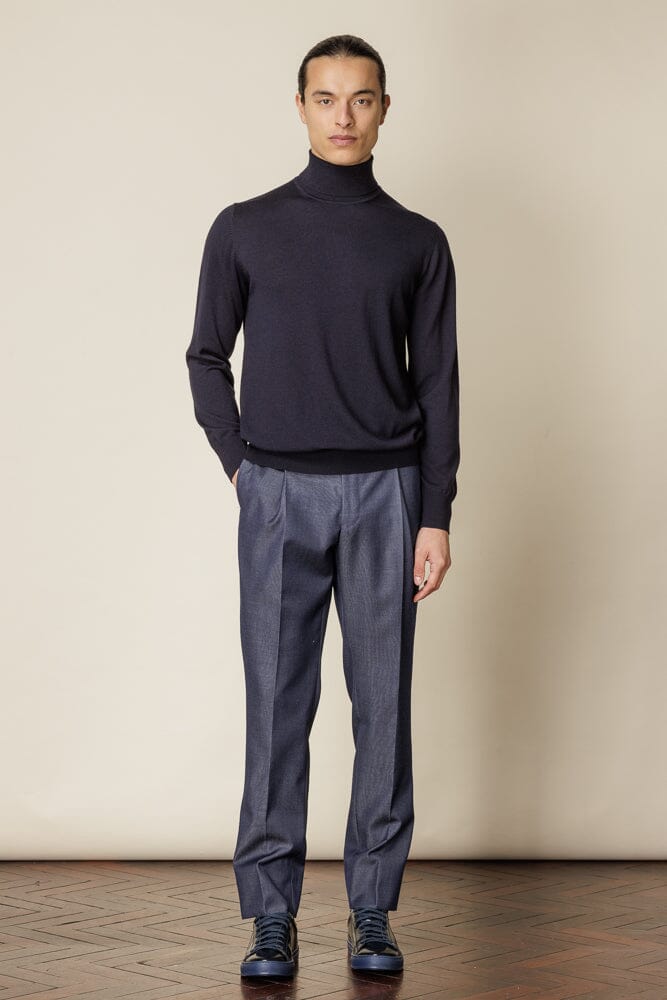 Roll Neck Merino Wool - Navy