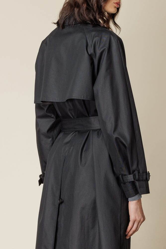 (RTW) Maddie Trench Coat - Black Cotton Gabardine