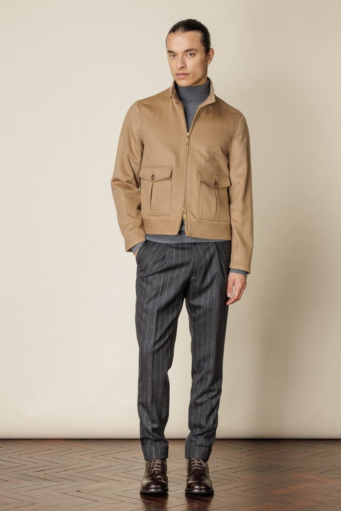 Harrington Jacket - Camel Wool Silk