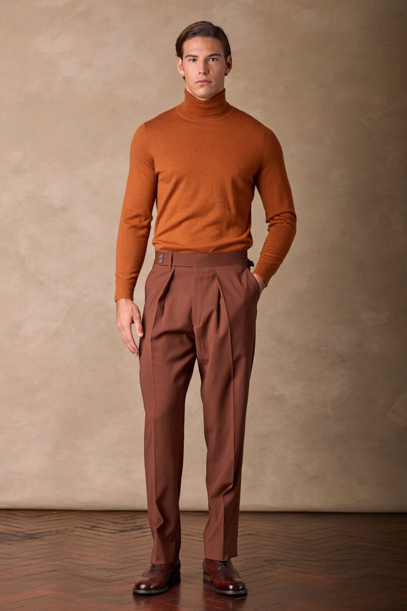 Roll Neck Cashmere Knit (MTM) - Rust