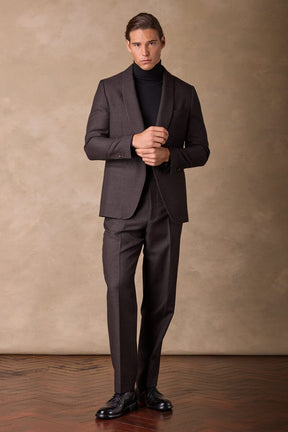 Luka Shawl Suit - Brown Black Wool