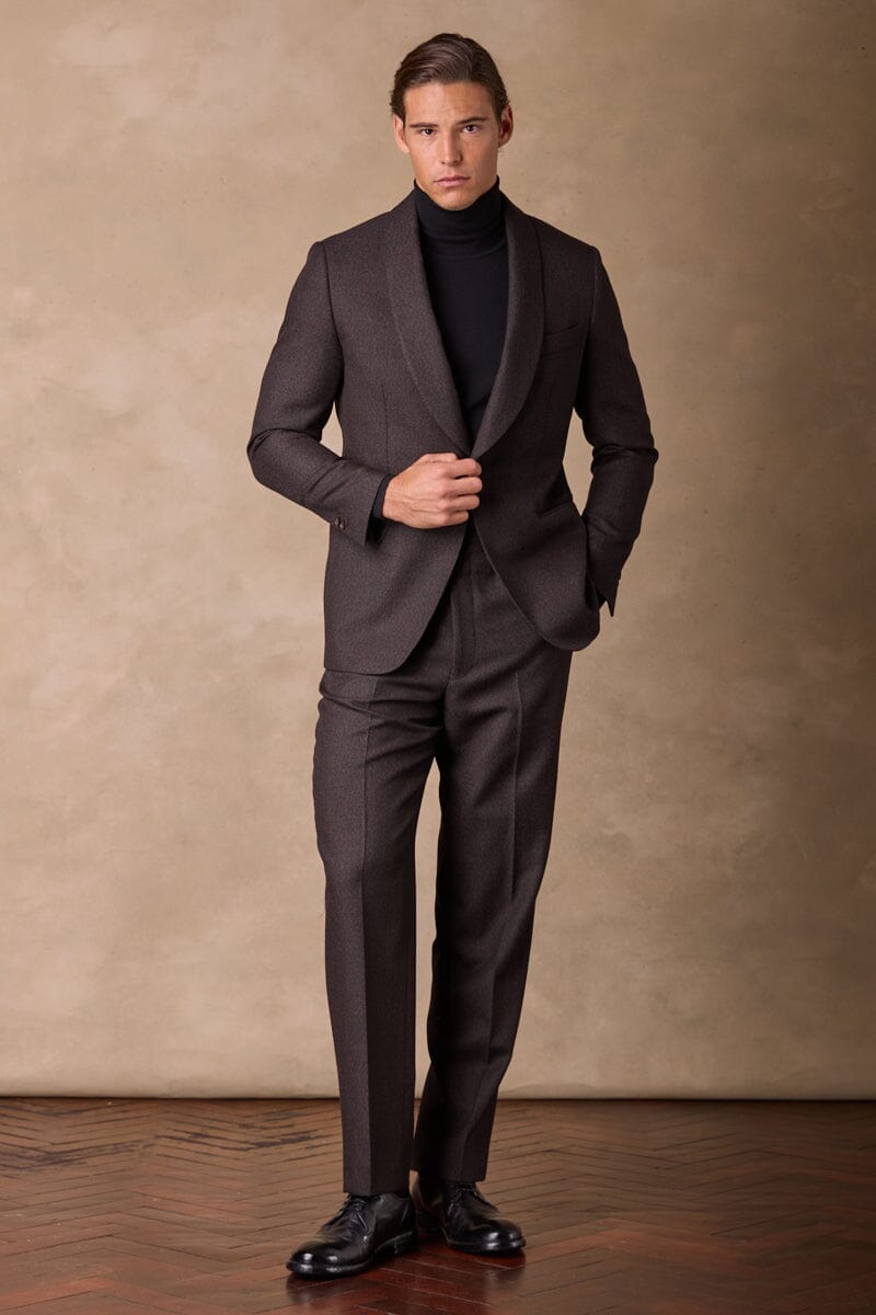 Luka Shawl Suit - Brown Black Wool