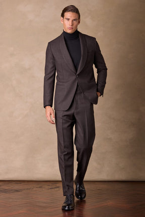 Luka Shawl Suit - Brown Black Wool