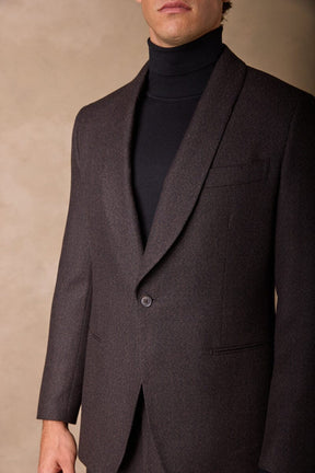 Luka Shawl Suit - Brown Black Wool