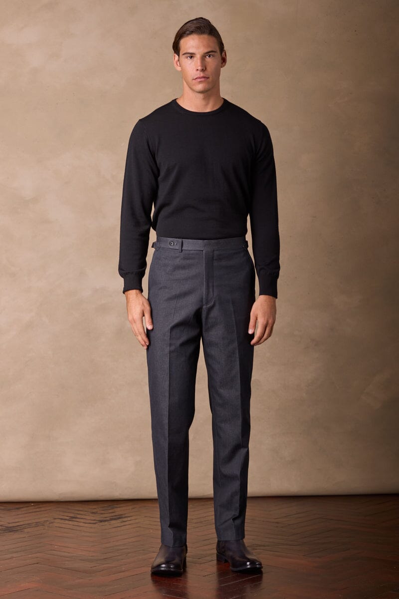 Como Trouser - Charcoal Cotton Cashmere Denim