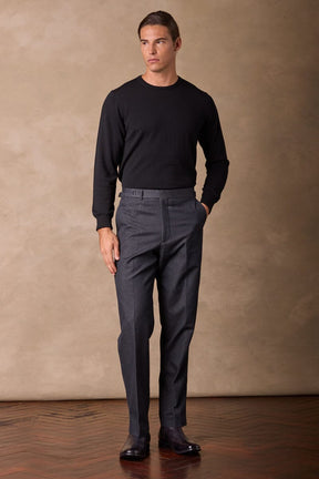 Como Trouser - Charcoal Cotton Cashmere Denim