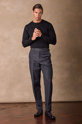 Como Trouser - Charcoal Cotton Cashmere Denim