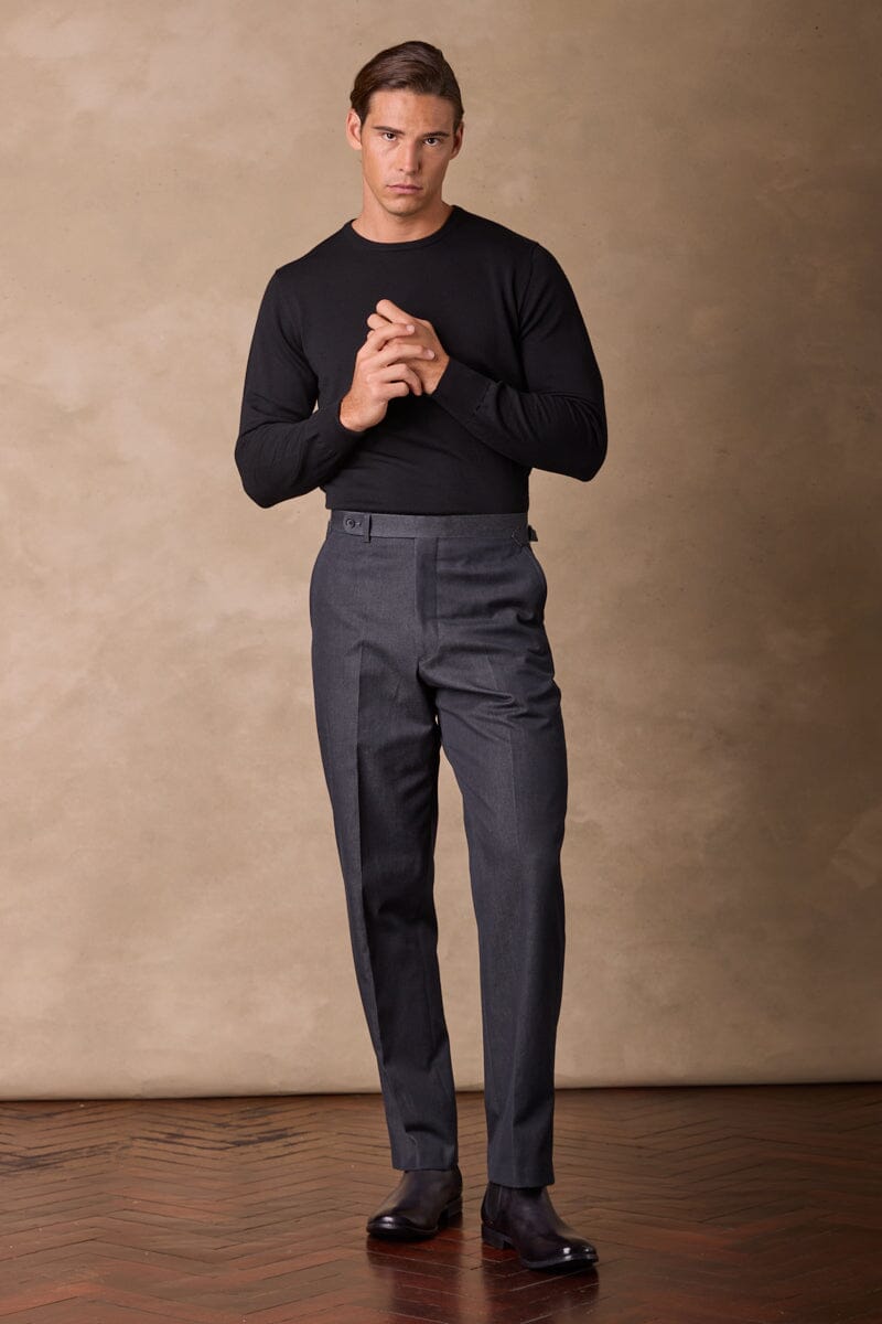 Como Trouser - Charcoal Cotton Cashmere Denim