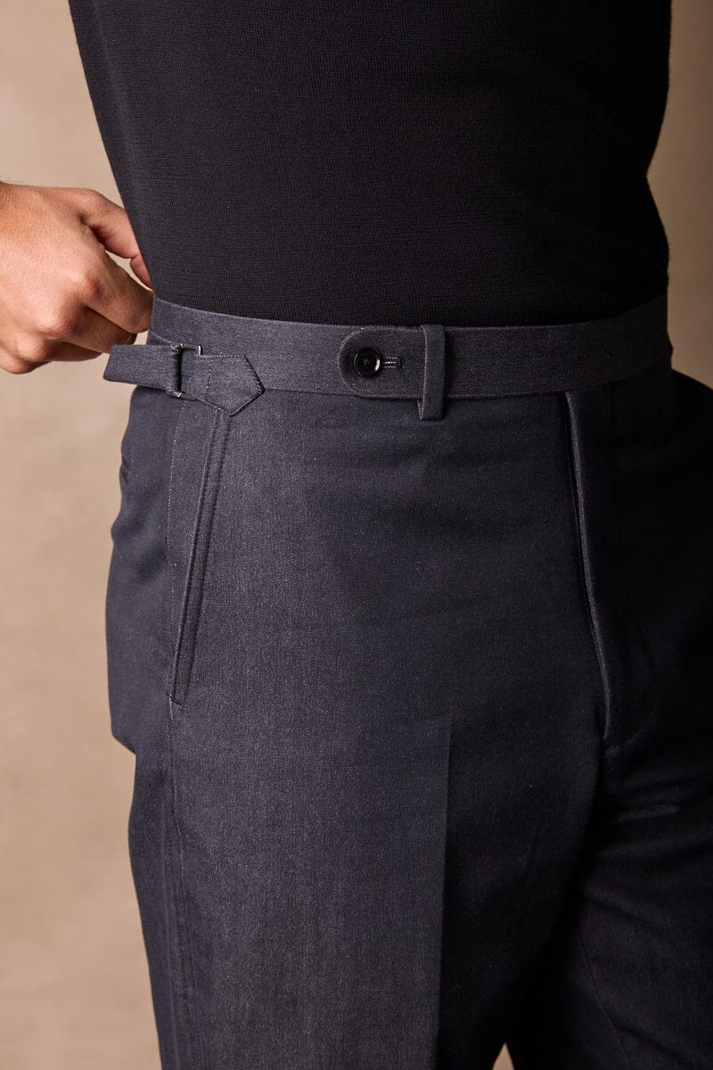 Como Trouser - Charcoal Cotton Cashmere Denim