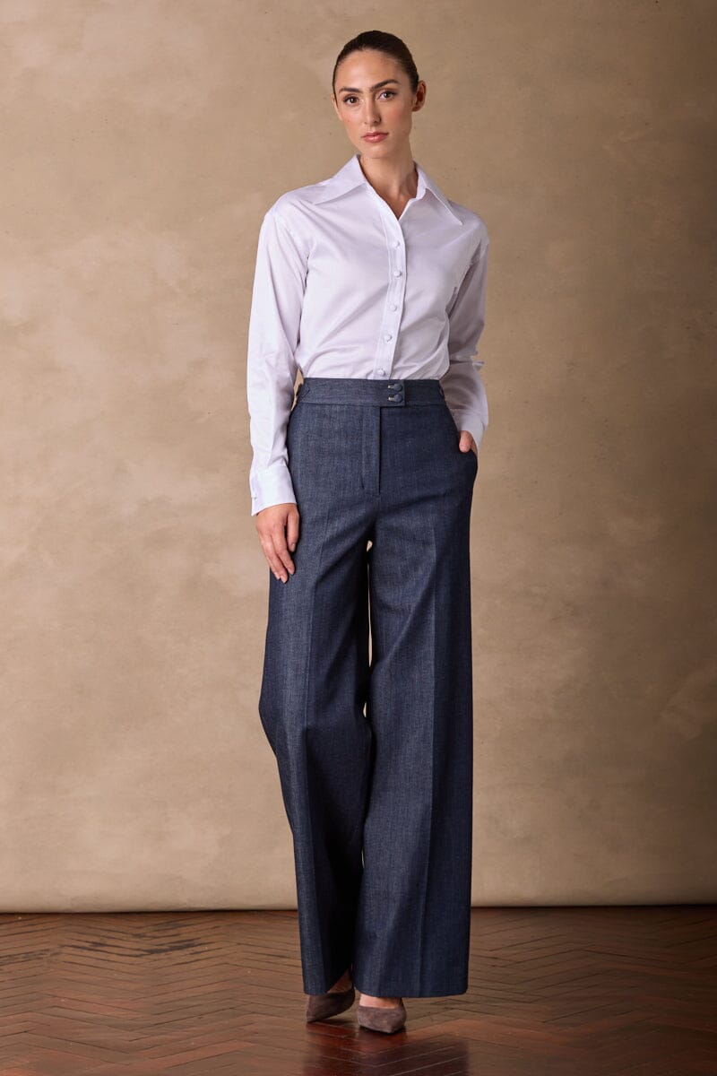 Emma Wide Leg Pant - Blue Denim Cashmere