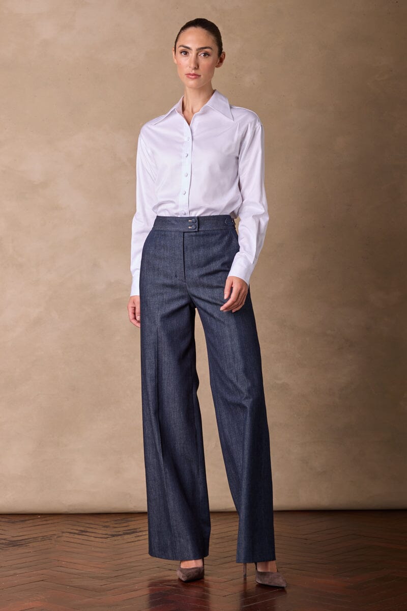 Emma Wide Leg Pant - Blue Denim Cashmere