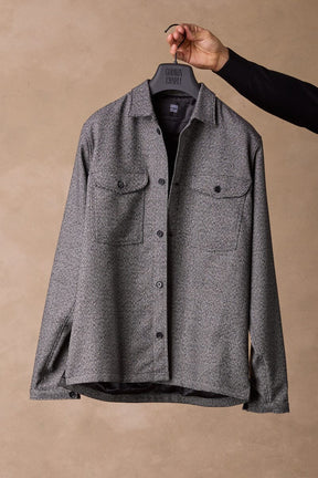 Shirt Jacket - Black & White Textured Wool