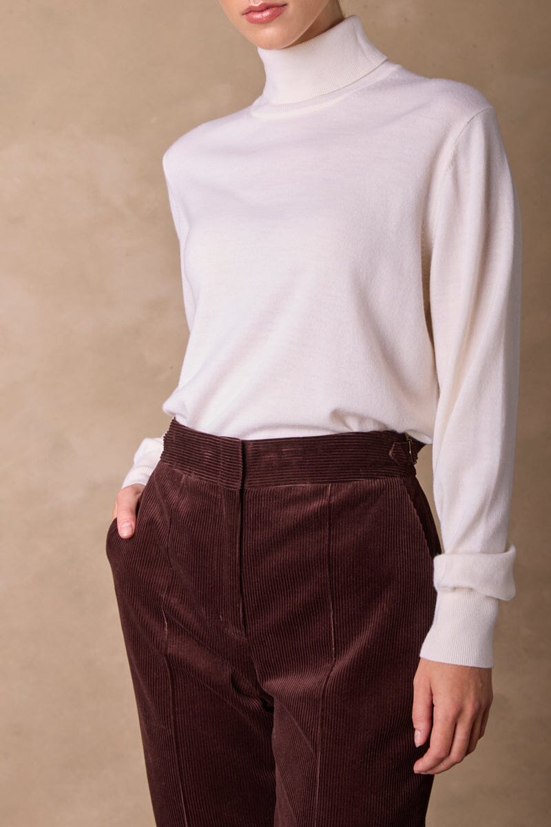 Roll Neck Cashmere Knit (MTM Womenswear) - Winter White