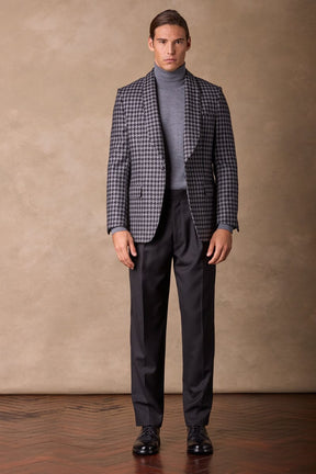 Luka Shawl Jacket - Black and Grey Large Houndstooth