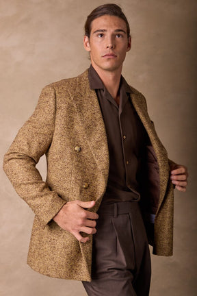 Alec DB Blazer - Mustard & Brown Herringbone