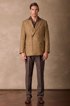 Alec DB Blazer - Mustard & Brown Herringbone