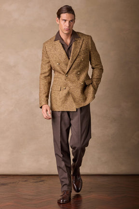 Alec DB Blazer - Mustard & Brown Herringbone