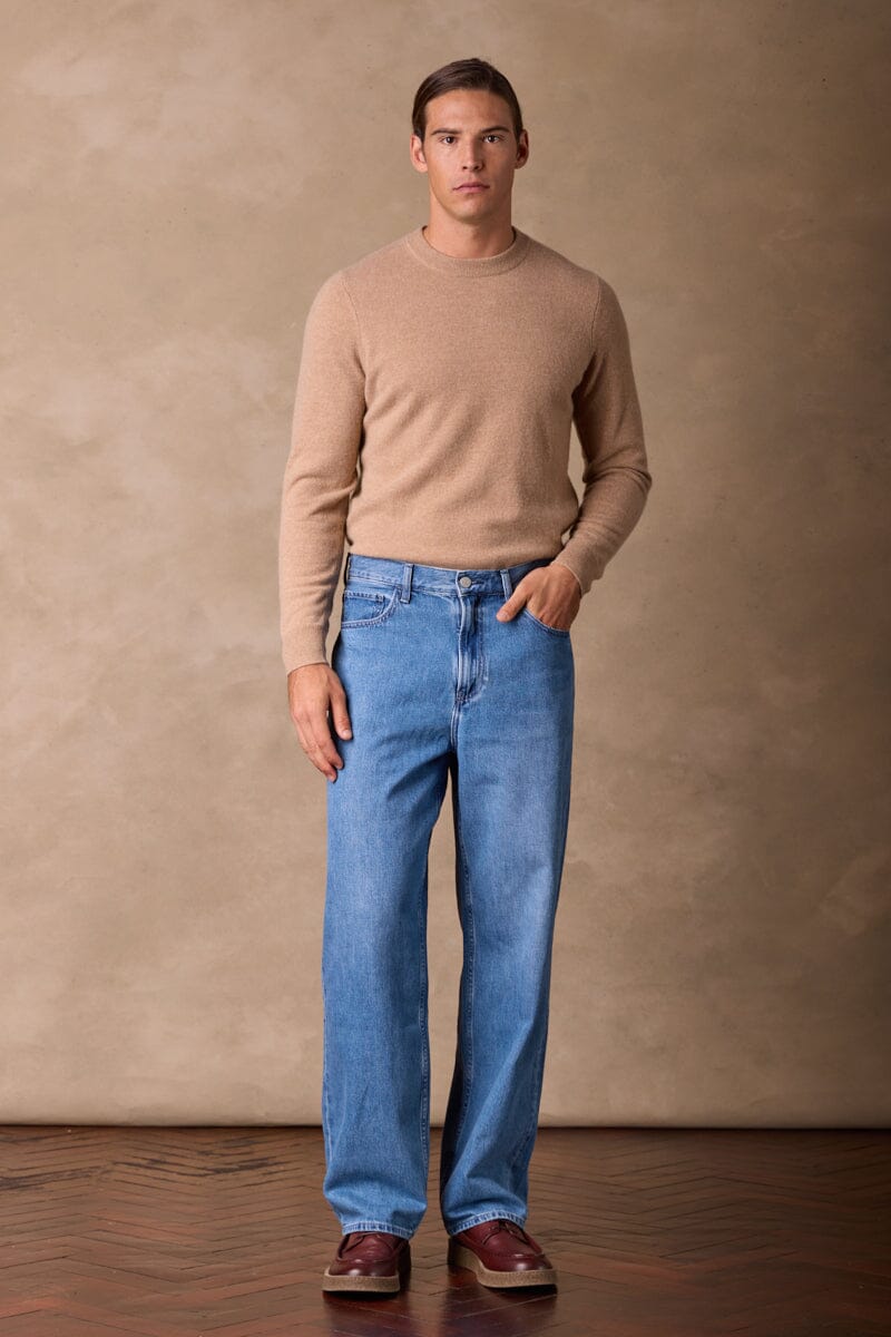 Crew Neck Cashmere Knit (MTM) - Camel