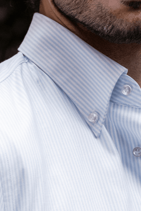 Ralph Narrow Spread Button Down Shirt - Lt Blue & White Oxford Stripe