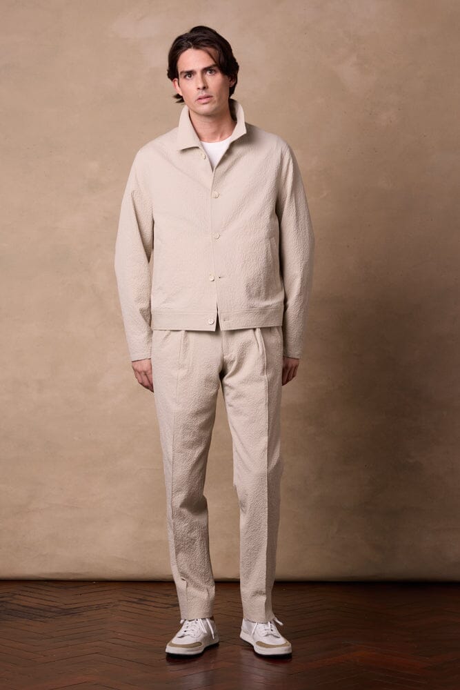 Blouson Jacket - Beige Seersucker