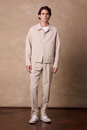Blouson Jacket - Beige Seersucker