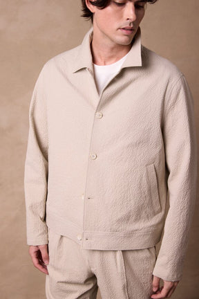 Blouson Jacket - Beige Seersucker