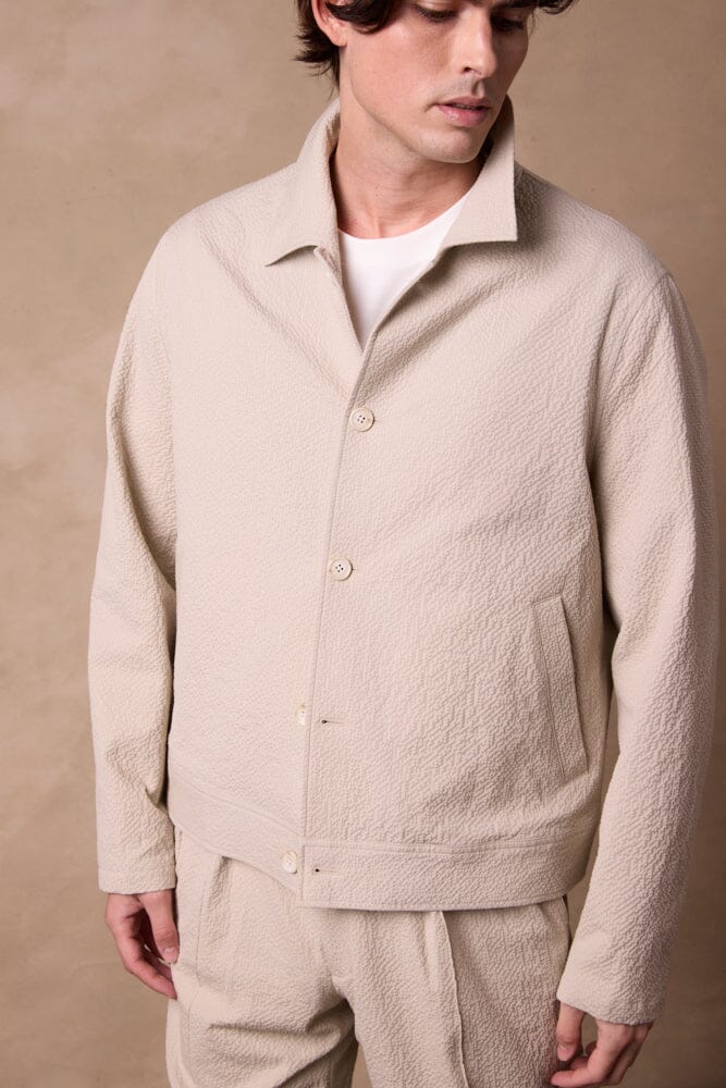Blouson Jacket - Beige Seersucker