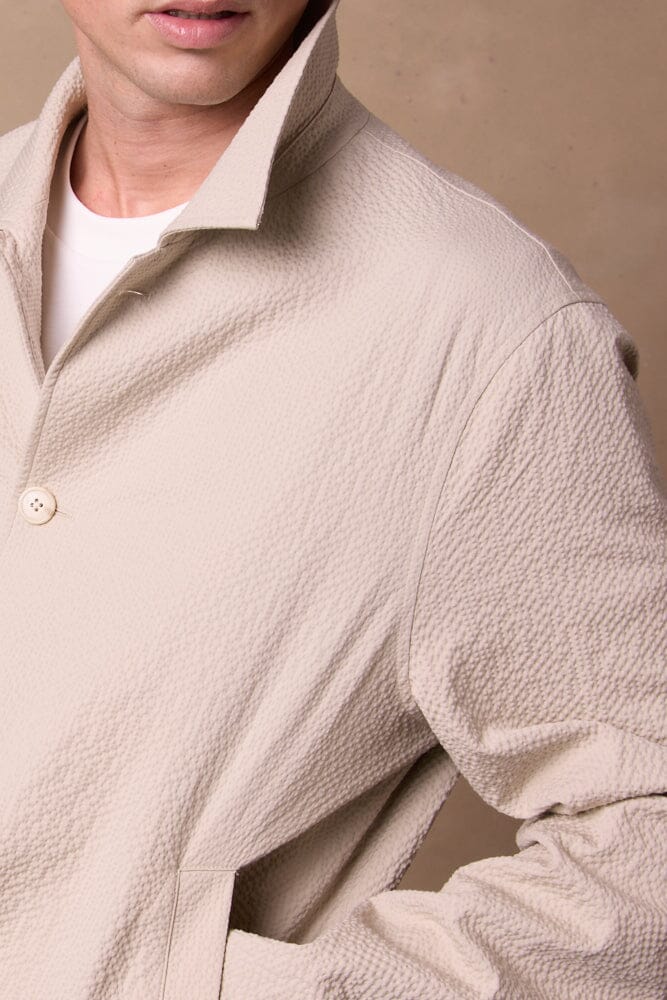 Blouson Jacket - Beige Seersucker