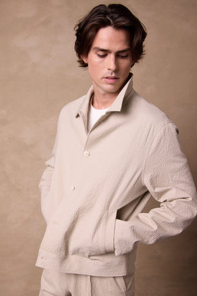 Blouson Jacket - Beige Seersucker