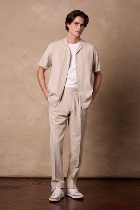 Jake Camp Collar Shirt - Biege Seersucker