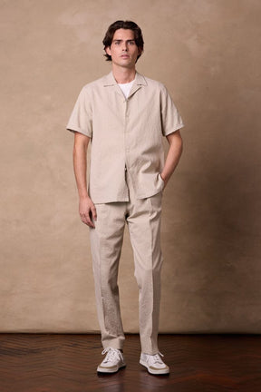 Jake Camp Collar Shirt - Biege Seersucker