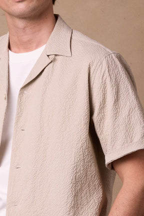 Jake Camp Collar Shirt - Biege Seersucker