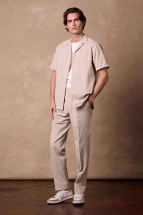 Jake Camp Collar Shirt - Biege Seersucker