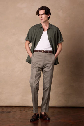Como Trouser - Olive Cotton Stretch Twill