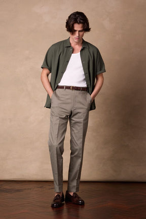Como Trouser - Olive Cotton Stretch Twill