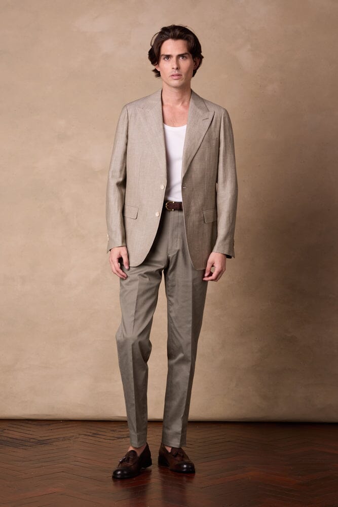 Lucien Jacket - Lt Olive Wool Linen