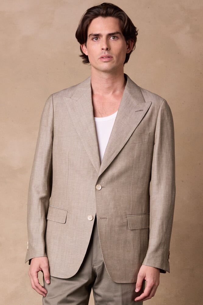 Lucien Jacket - Lt Olive Wool Linen
