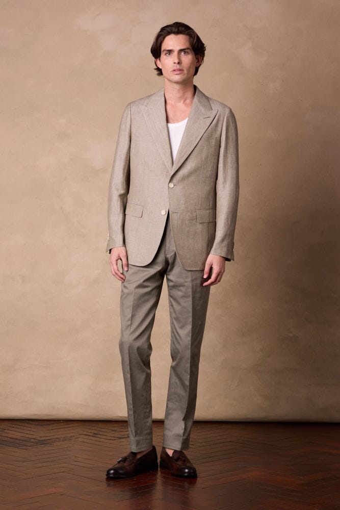 Lucien Jacket - Lt Olive Wool Linen