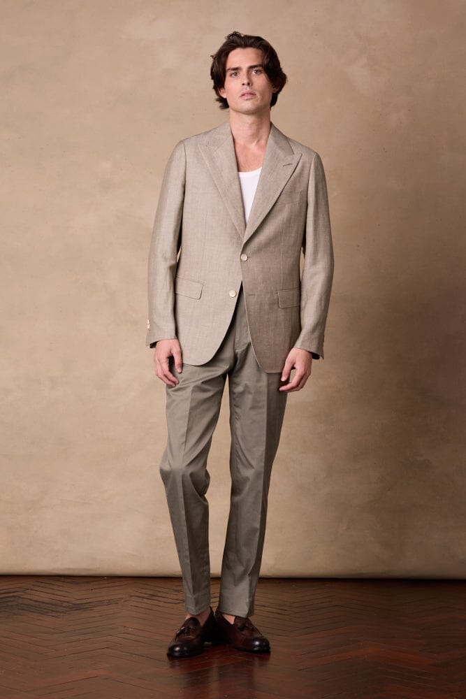 Lucien Jacket - Lt Olive Wool Linen