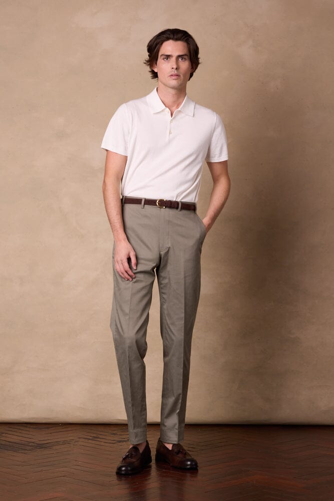 Como Trouser - Olive Cotton Stretch Twill