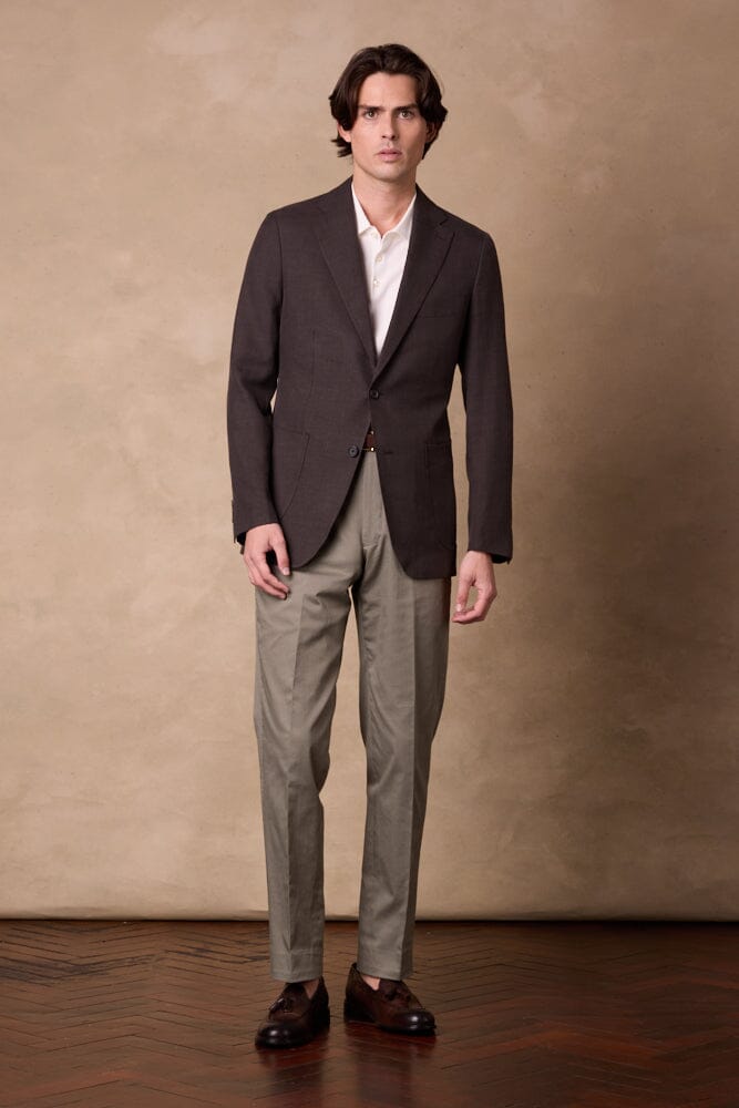 Liam Blazer - Brown Wool Silk Linen