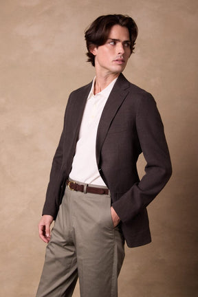 Liam Blazer - Brown Wool Silk Linen