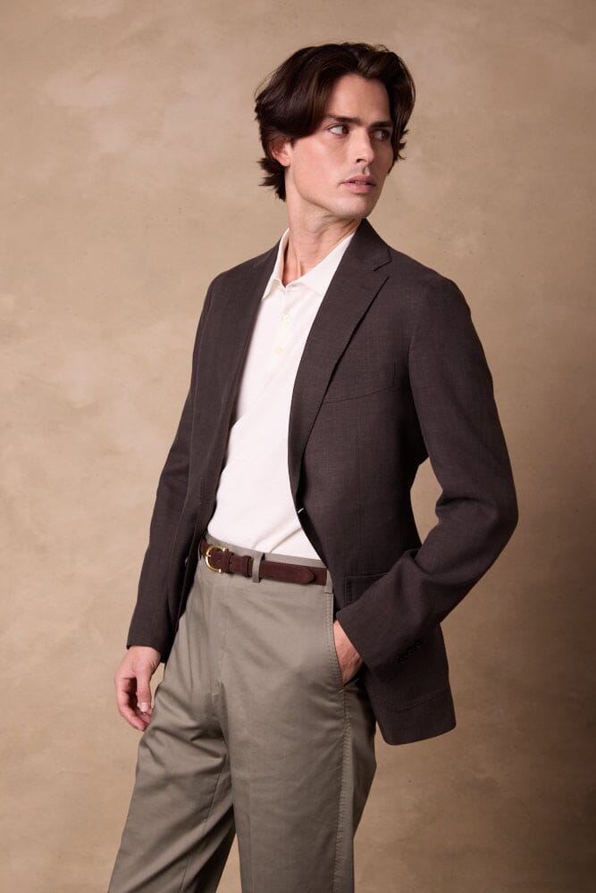 Liam Blazer - Brown Wool Silk Linen