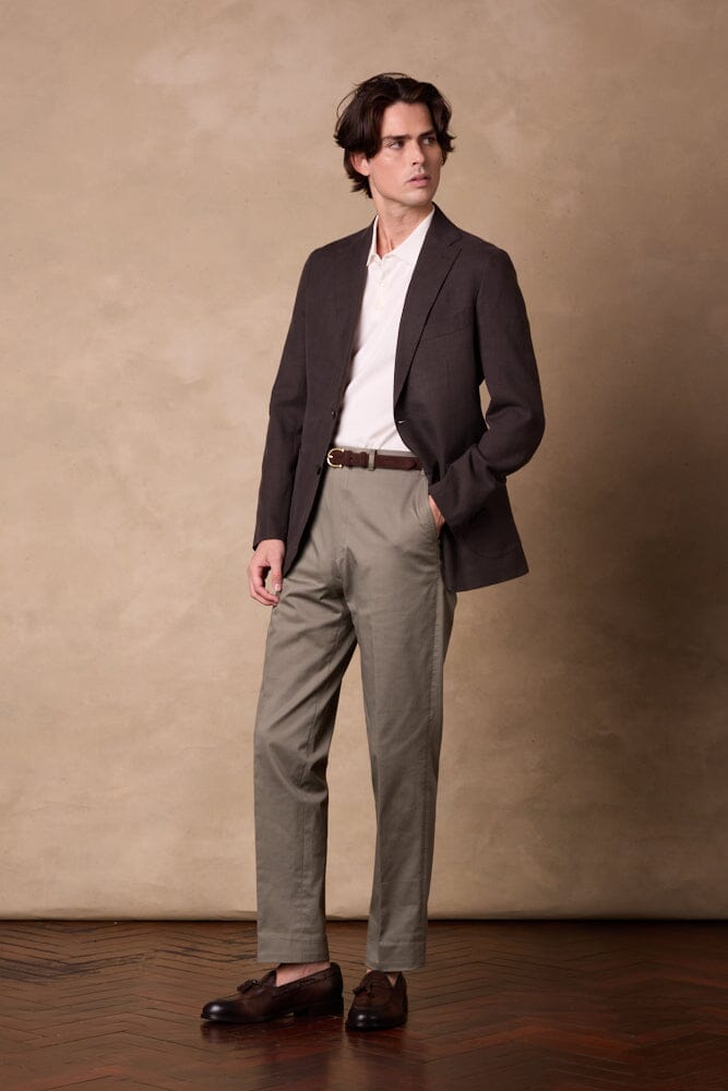 Liam Blazer - Brown Wool Silk Linen